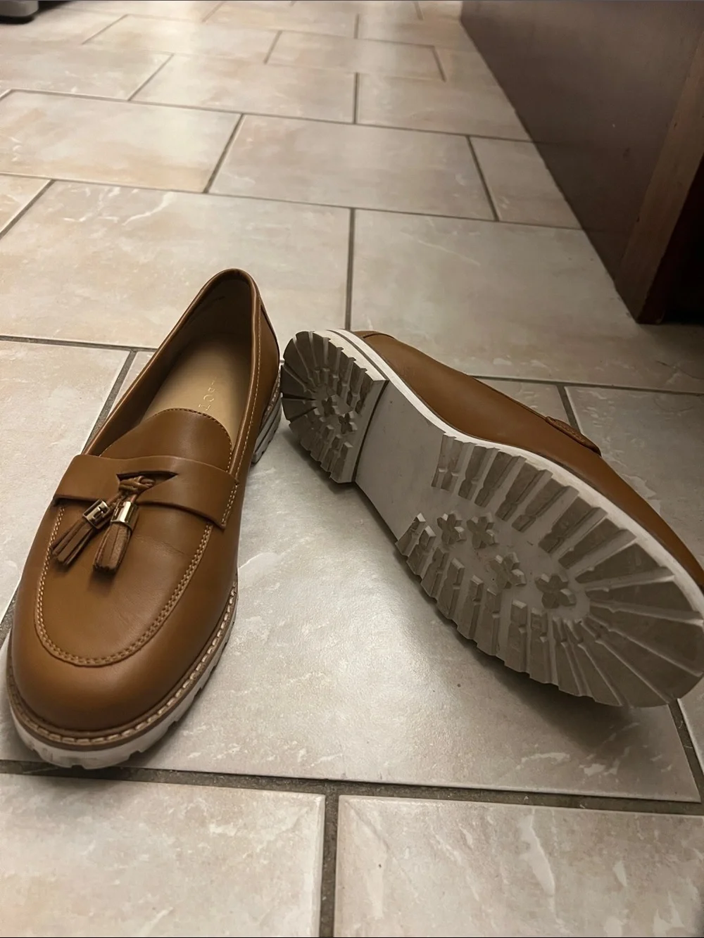 Talbots Cognac Leather Tassel Loafers